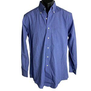 Brooks Brothers 346 Button Down Dress Shirt 15 32/33 Blue Check Non Iron Pocket